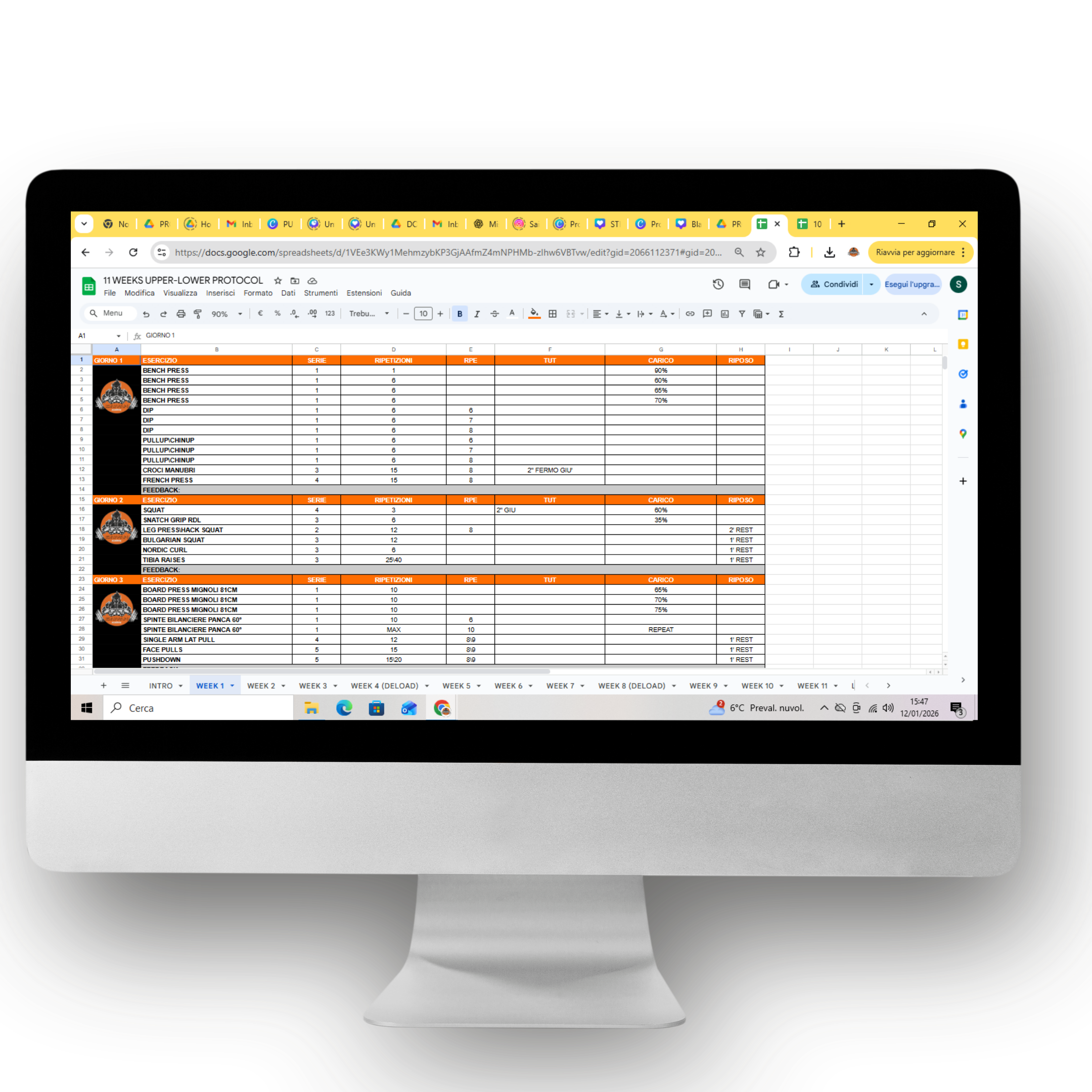 11 WEEKS UPPER-LOWER PROTOCOL